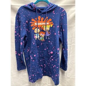Unisex Rugrats Nickelodeon Splattered Paint Blue Sweatshirt Hoodie Size XL
